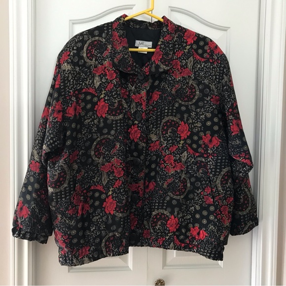 JUHLI Jackets & Blazers - JUHLI Lightly Quilted Floral Print Fully Lined Long Sleeve Button Down J…